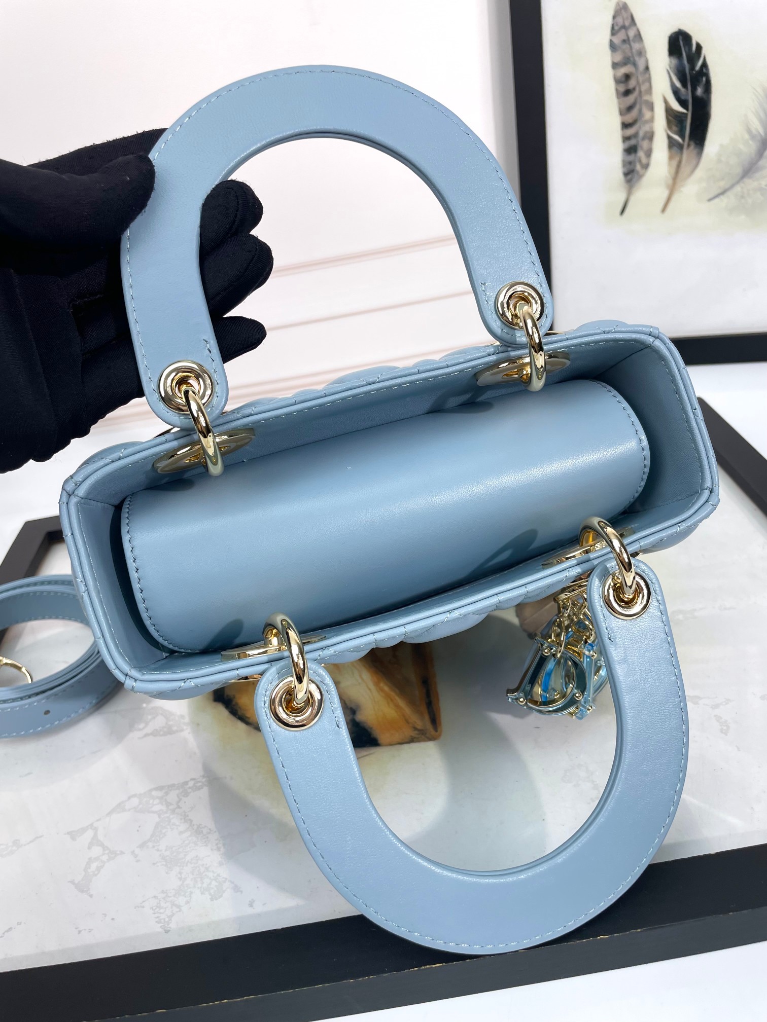 Small Lady Dior My ABCDior Bag Sky Blue Cannage Lambskin